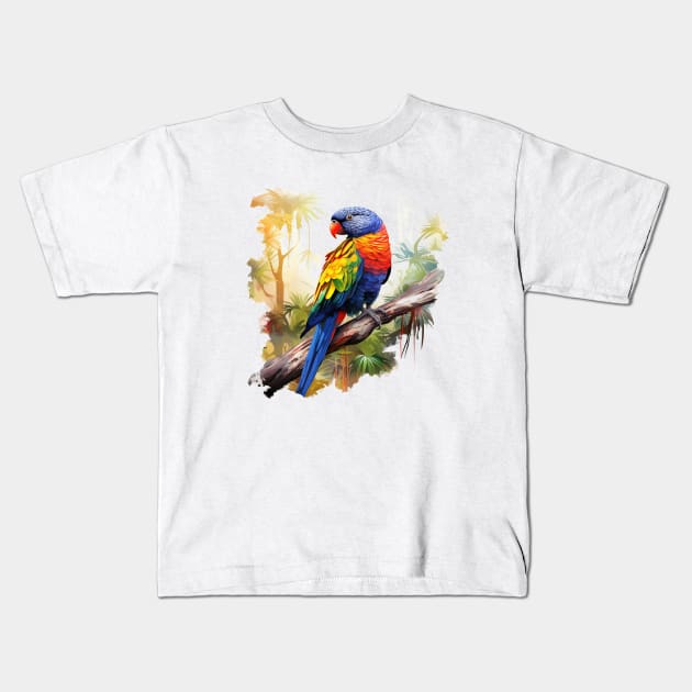 Rainbow Lorikeet Kids T-Shirt by zooleisurelife